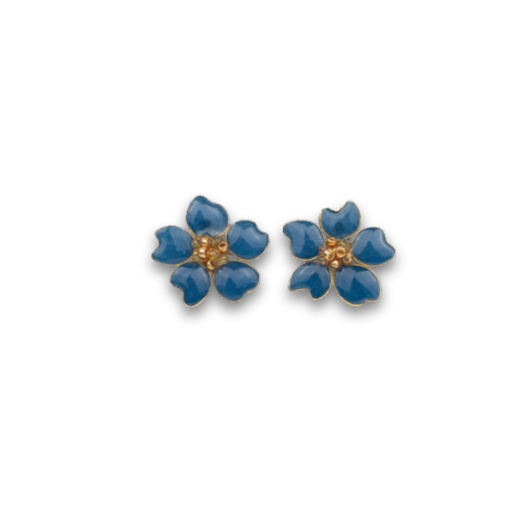 Denim Textile Stud Earrings
