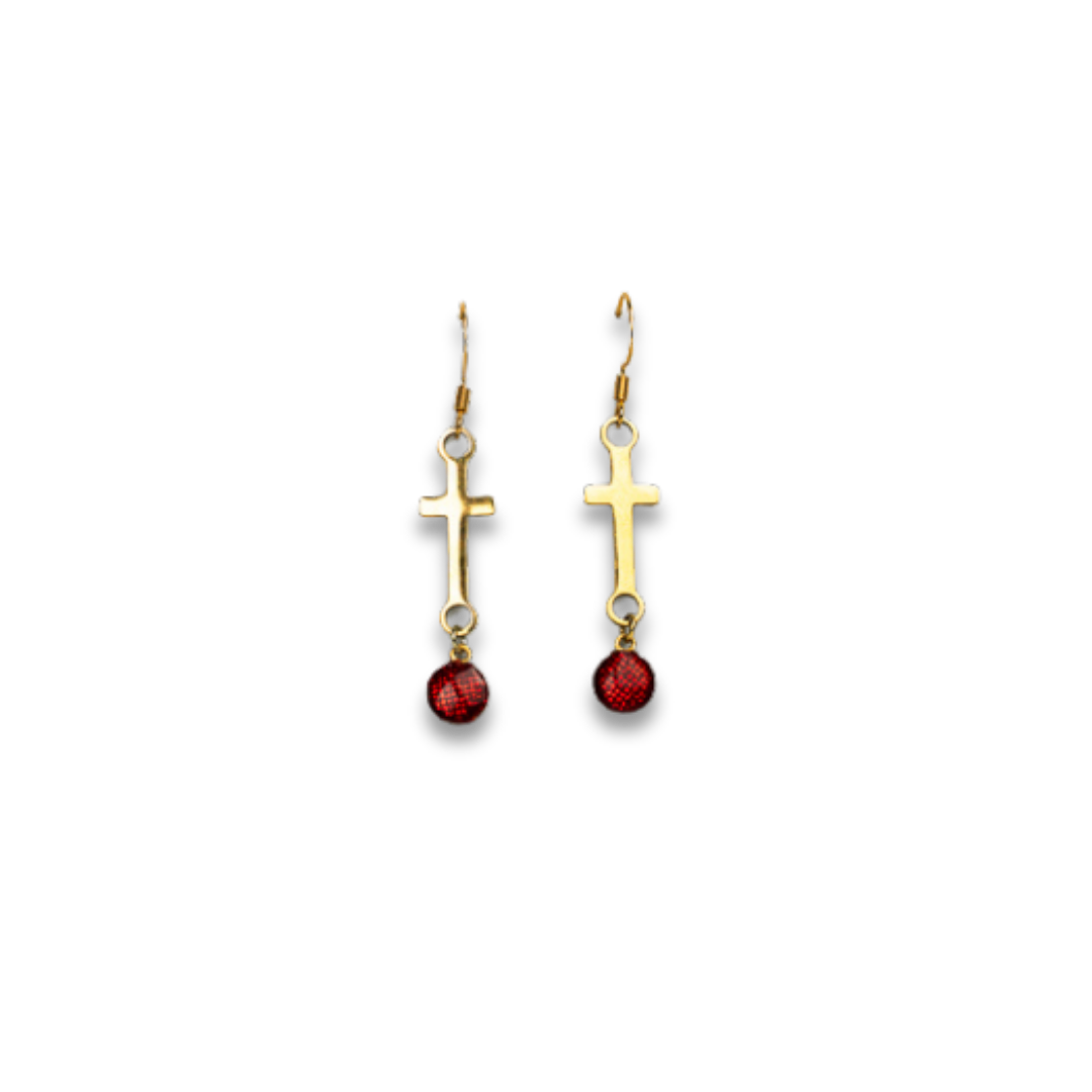 Anchored Cross Charm Earrings