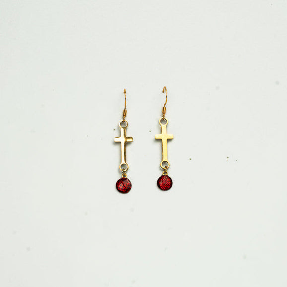 Anchored Cross Charm Earrings