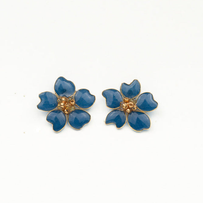 Denim Textile Stud Earrings