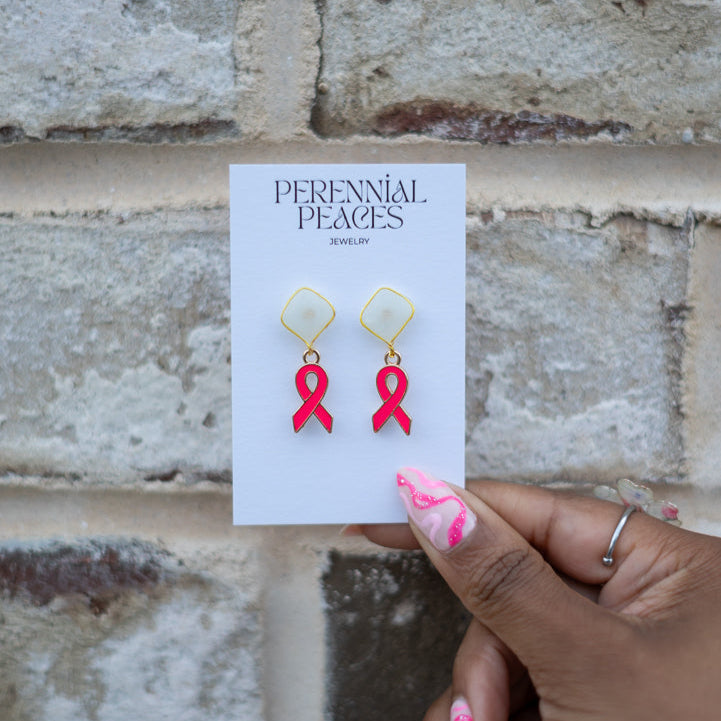 Breast Cancer Awareness Charm Textile Earrings *LIMITED EDITION*