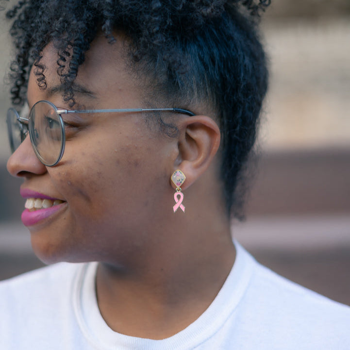 Breast Cancer Awareness Charm Textile Earrings *LIMITED EDITION*