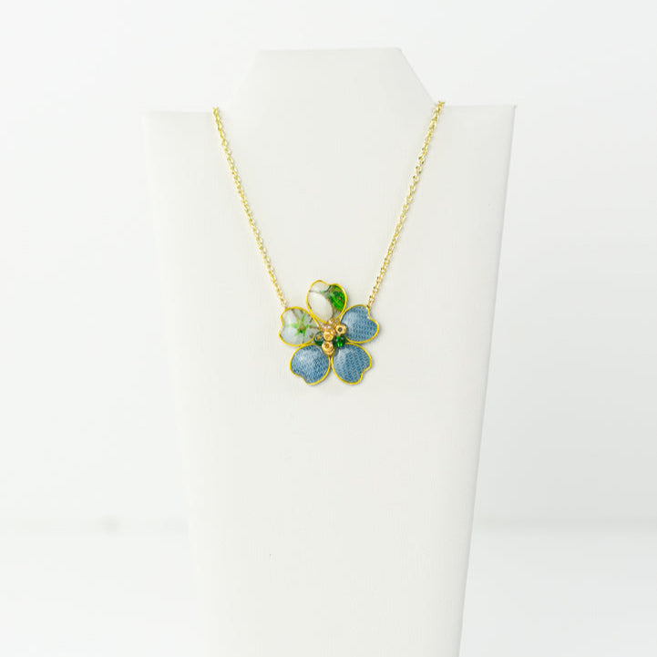Denim Flower Textile Necklace