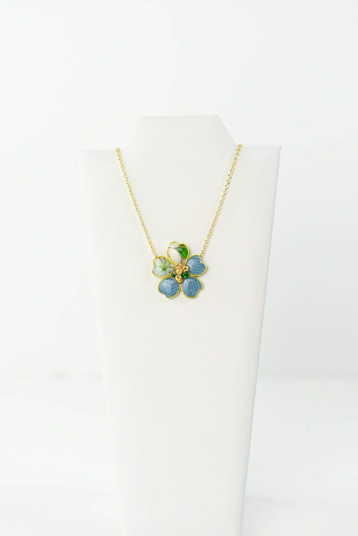 Denim Flower Textile Necklace