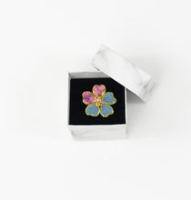 Load image into Gallery viewer, Denim Flower Textile Adjustable Ring

