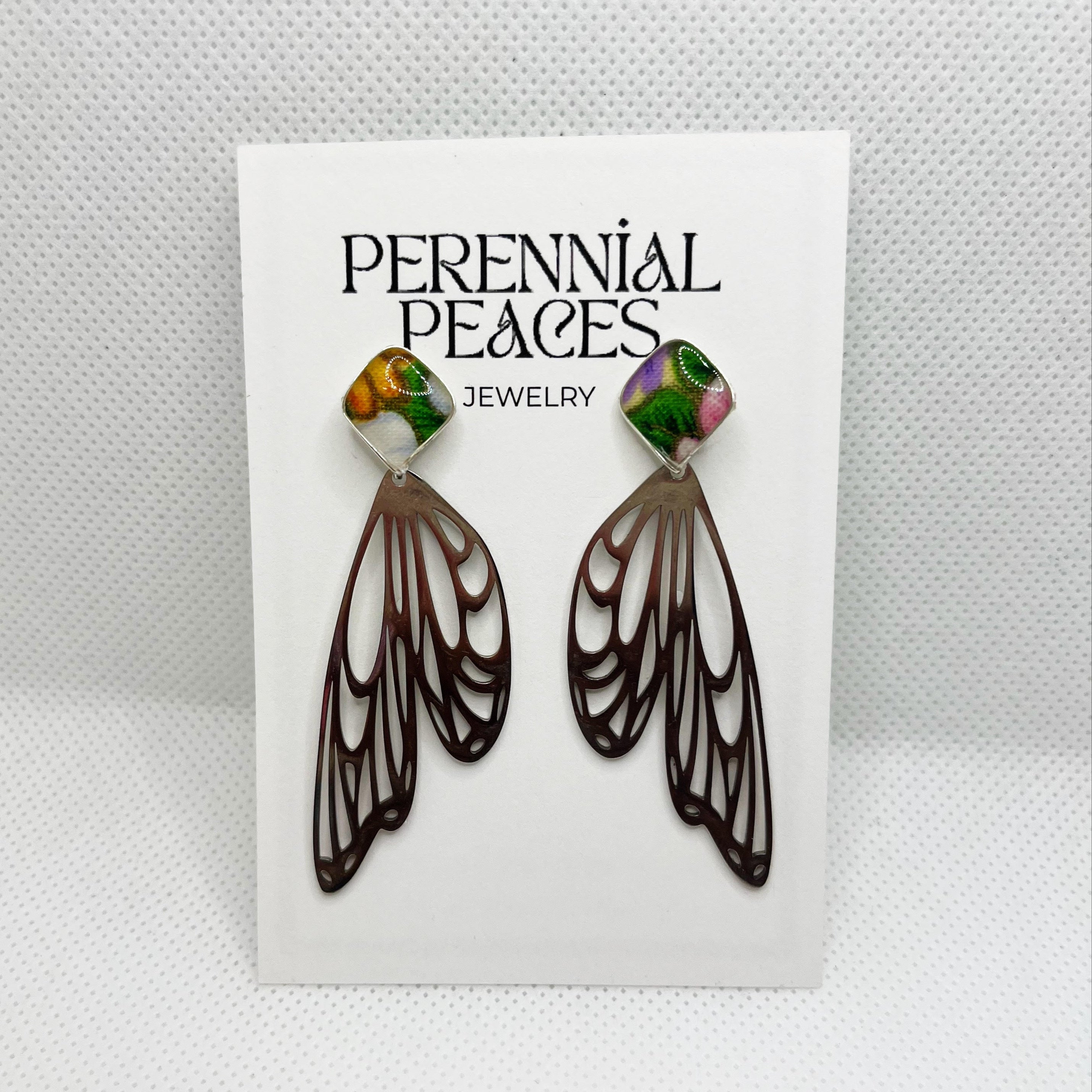 Butterfly Wings Charm Textile Earrings