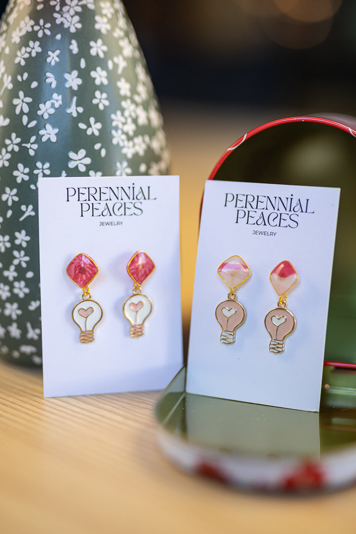 VDay Lightbulb Charm Textile Earrings