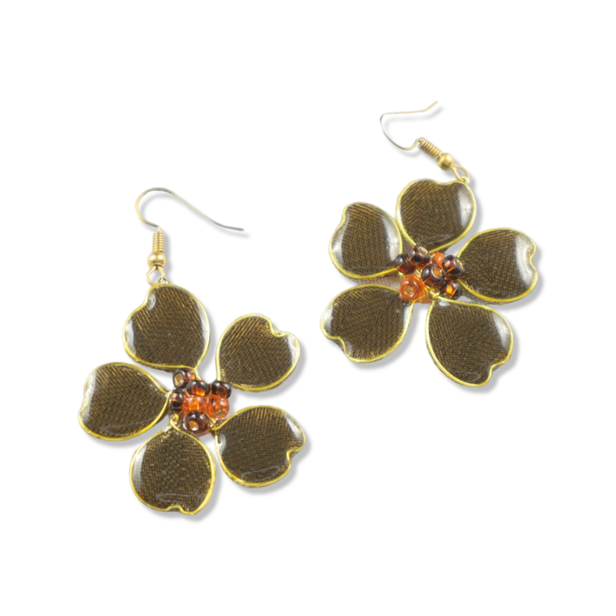 Vintage Gold Metallic Fish Hook Earrings