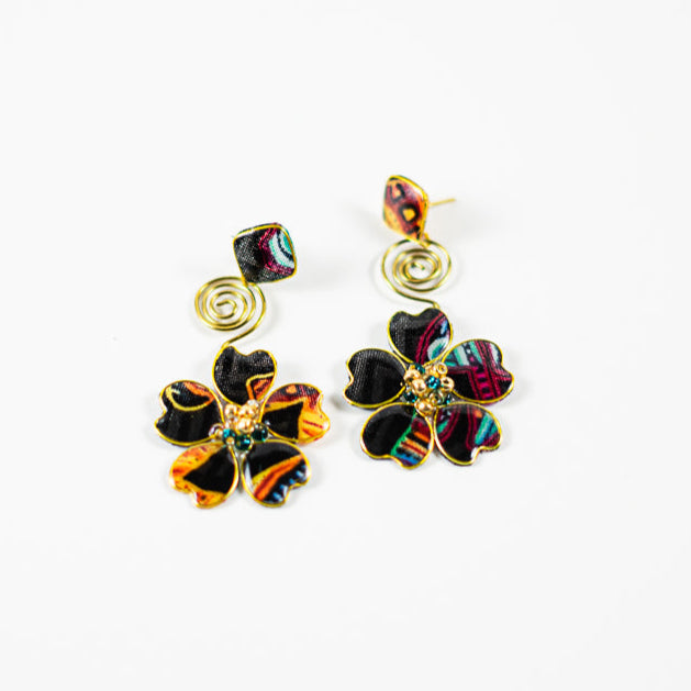 Black Afrocentric Stud Spiral Dangles