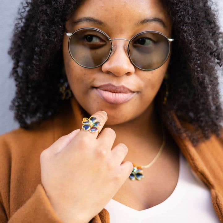 Black Afrocentric Adjustable Ring