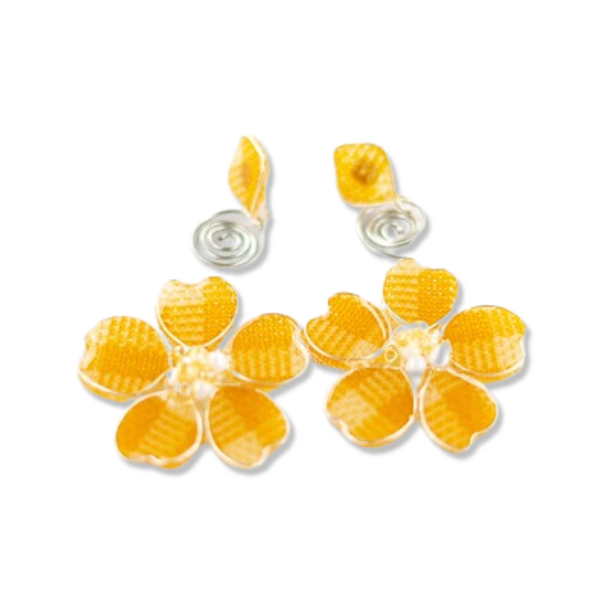 Yellow Plaid Stud Spiral Dangles