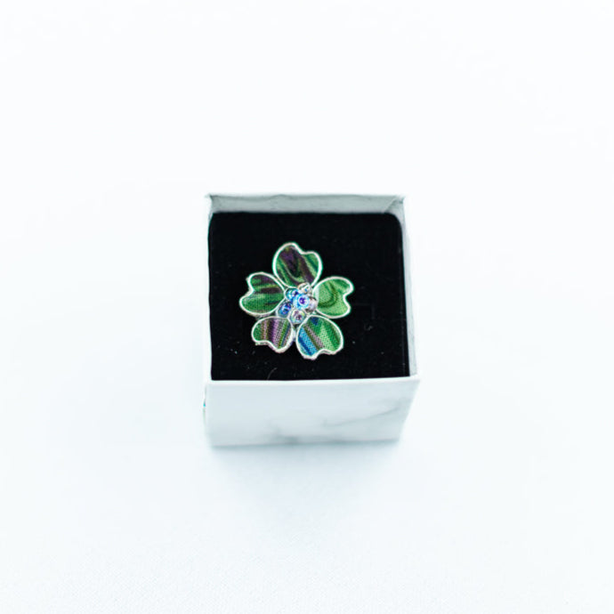 Purple Marble Textile Adjustable Ring