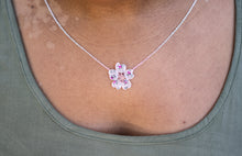 Load image into Gallery viewer, Pink Flower Power Textile Necklace
