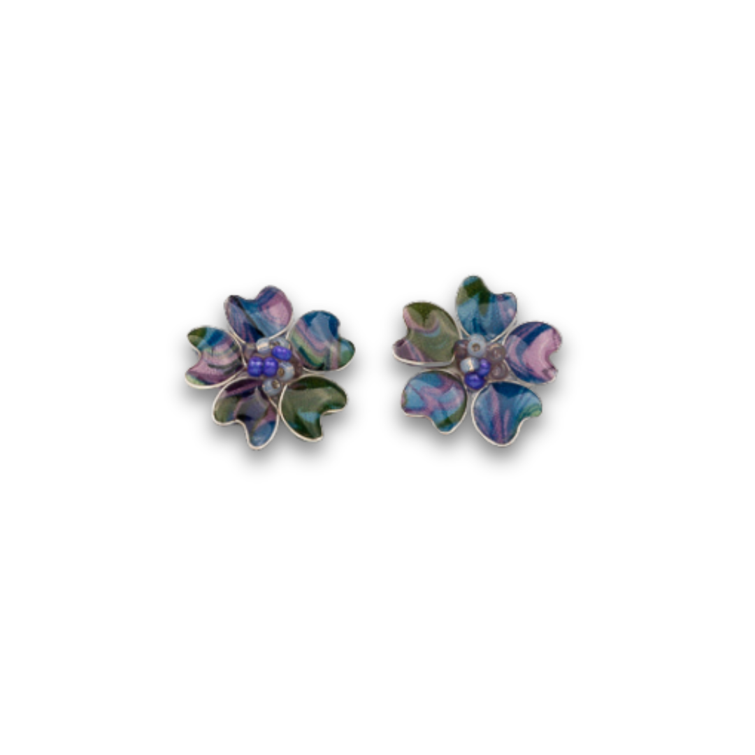 Purple Marble Textile Stud Earrings