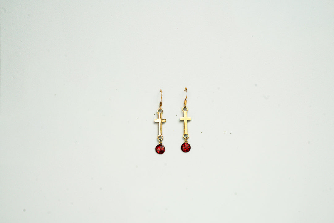 Anchored Cross Charm Earrings