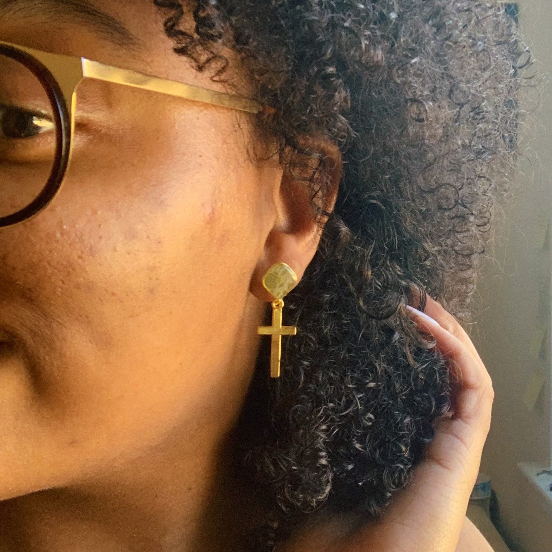 Cross Charm Textile Earrings