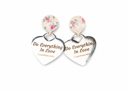"In Love" Heart Charm Earrings