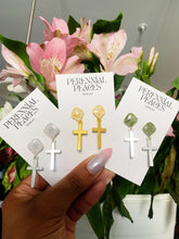 Load image into Gallery viewer, Cross Charm Textile Earrings (3 colors)
