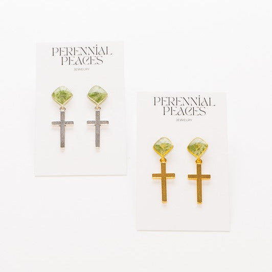 Cross Charm Textile Earrings