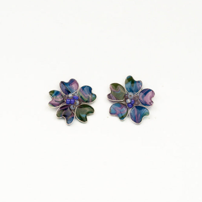 Purple Marble Textile Stud Earrings