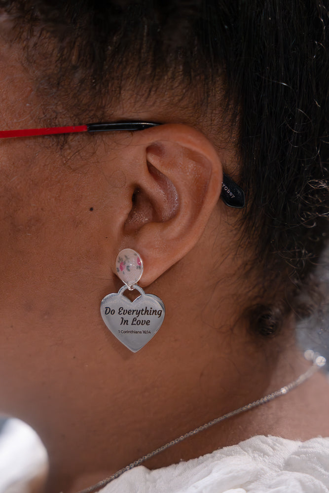 "In Love" Heart Charm Earrings