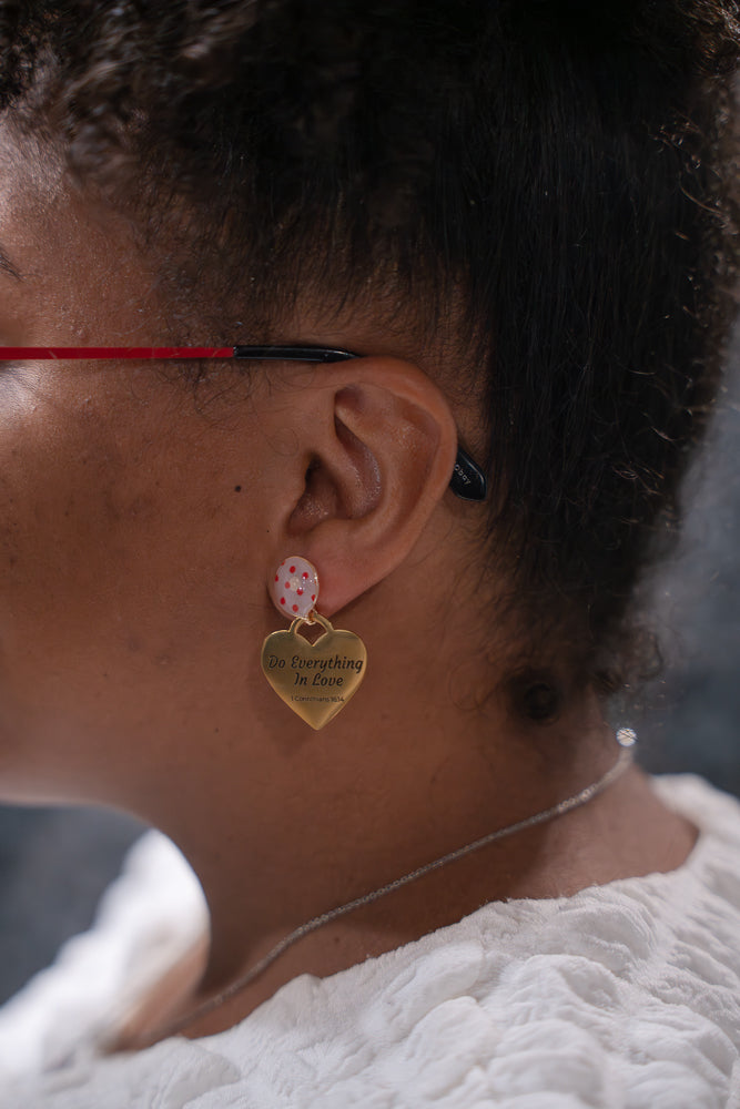 "In Love" Heart Charm Earrings