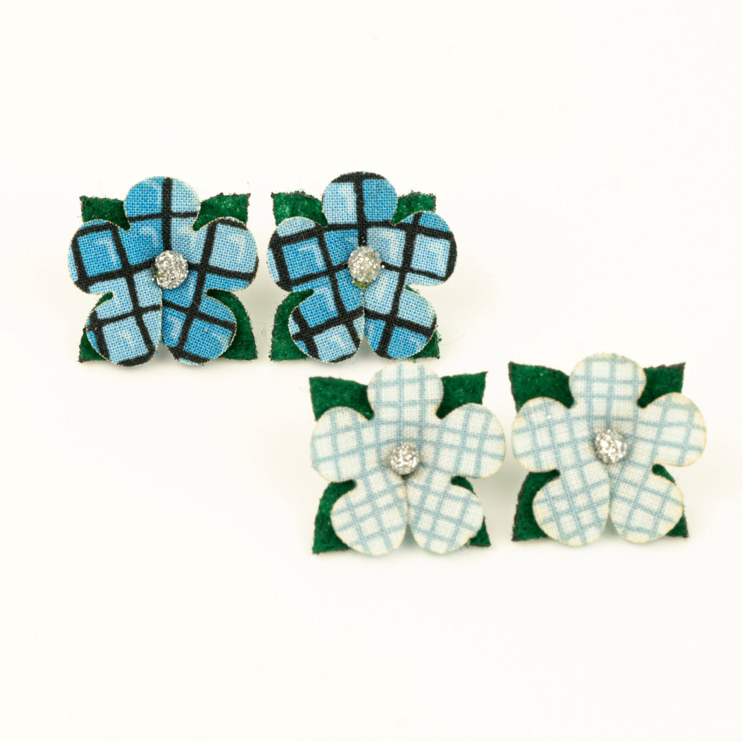 Blued Lines Floret Earrings