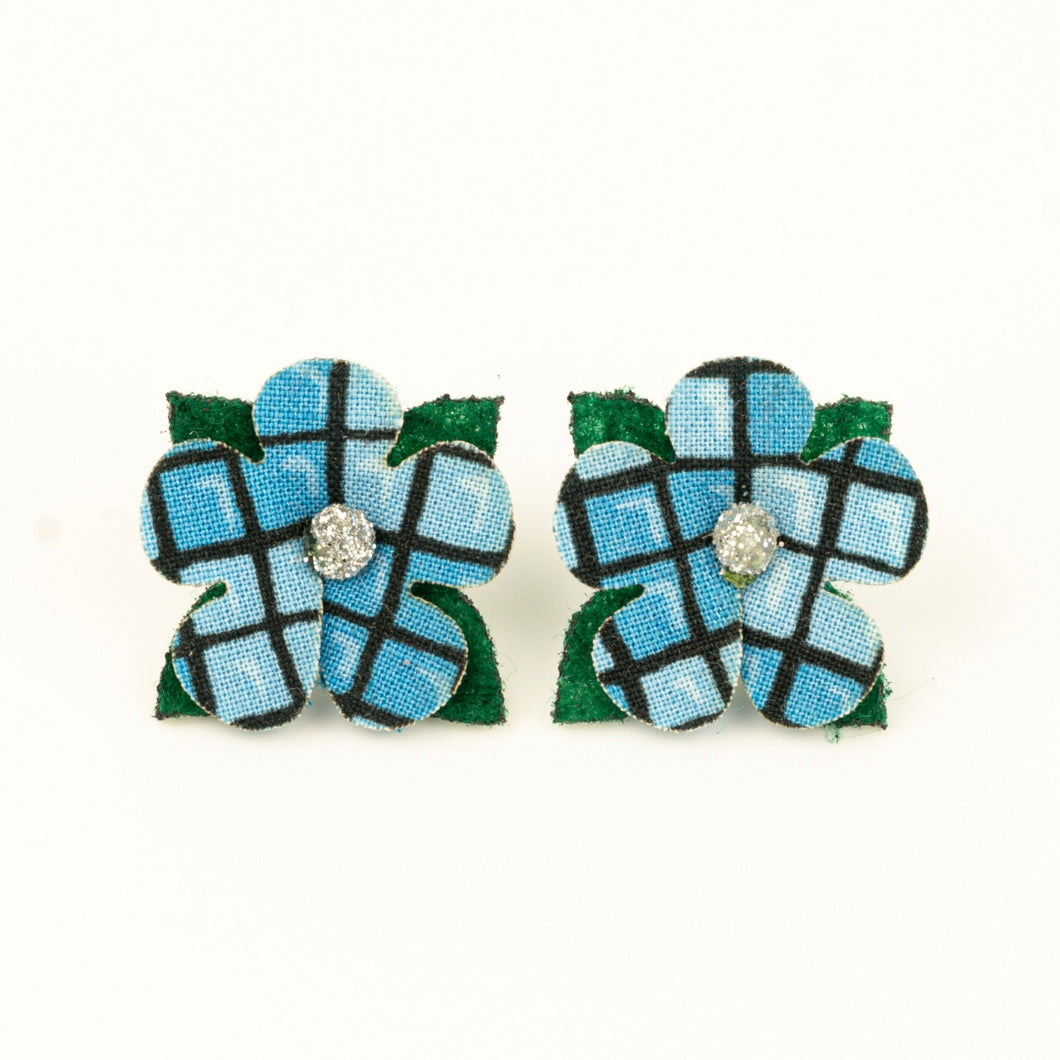 Blued Lines Floret Earrings