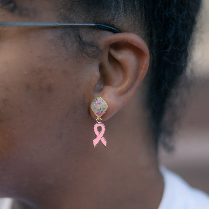 Breast Cancer Awareness Charm Textile Earrings *LIMITED EDITION*