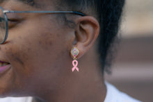 Load image into Gallery viewer, Breast Cancer Awareness Charm Textile Earrings *LIMITED EDITION*
