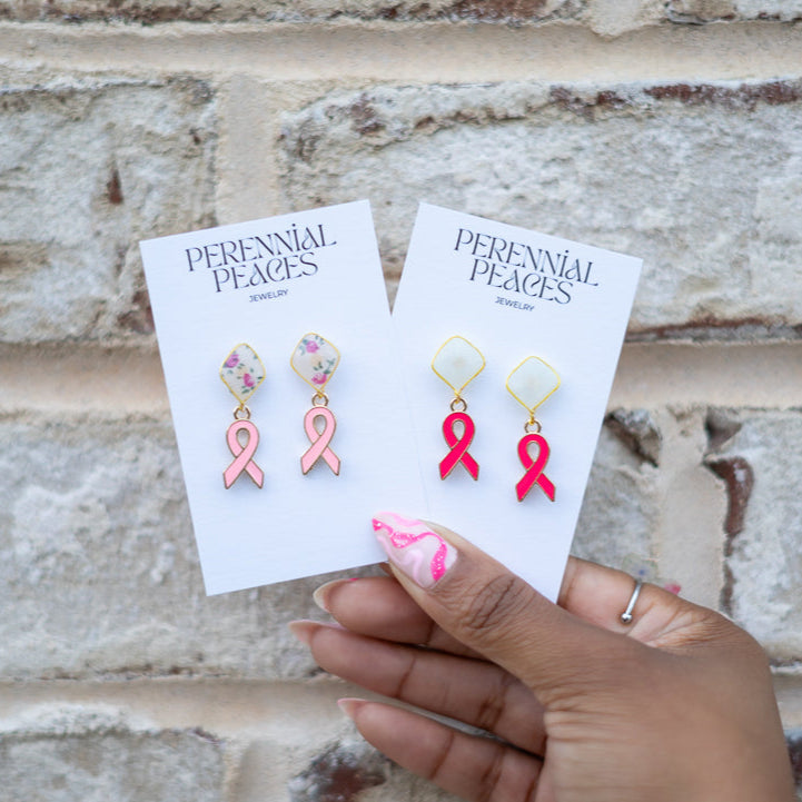 Breast Cancer Awareness Charm Textile Earrings *LIMITED EDITION*