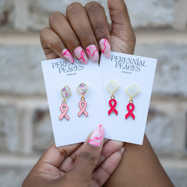 Breast Cancer Awareness Charm Textile Earrings *LIMITED EDITION*