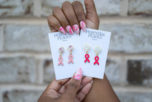 Load image into Gallery viewer, Breast Cancer Awareness Charm Textile Earrings *LIMITED EDITION*
