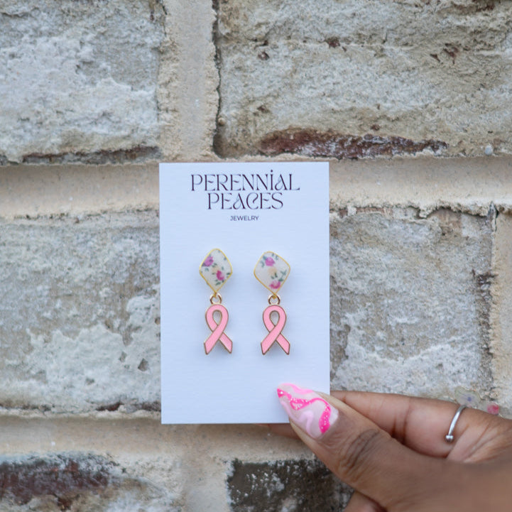 Breast Cancer Awareness Charm Textile Earrings *LIMITED EDITION*