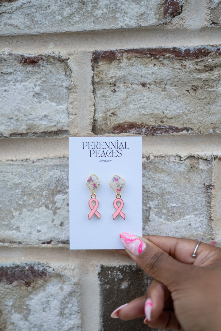 Breast Cancer Awareness Charm Textile Earrings *LIMITED EDITION*