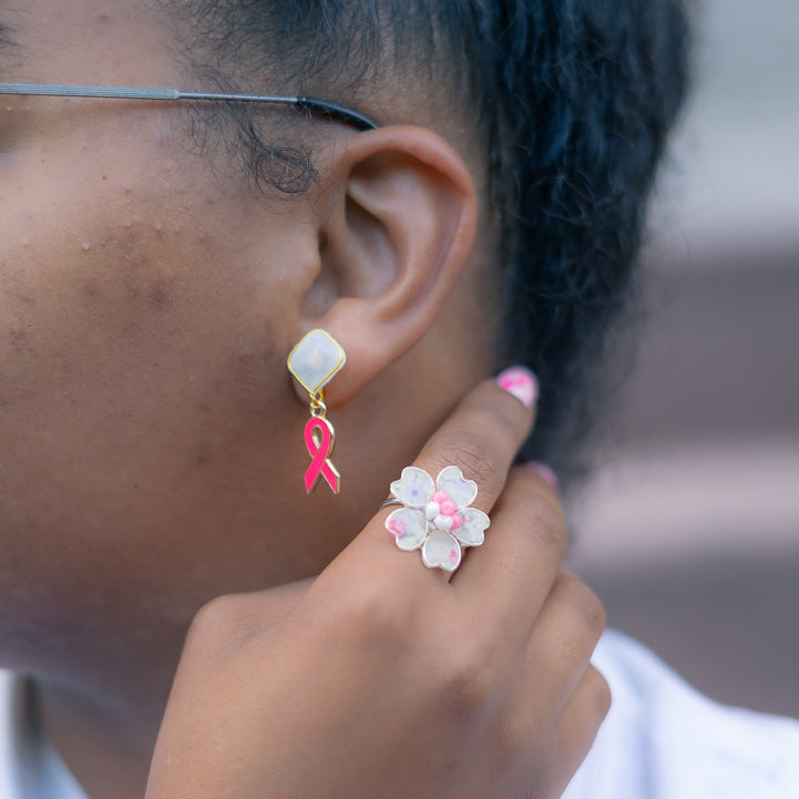 Breast Cancer Awareness Charm Textile Earrings *LIMITED EDITION*