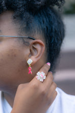 Load image into Gallery viewer, Breast Cancer Awareness Charm Textile Earrings *LIMITED EDITION*
