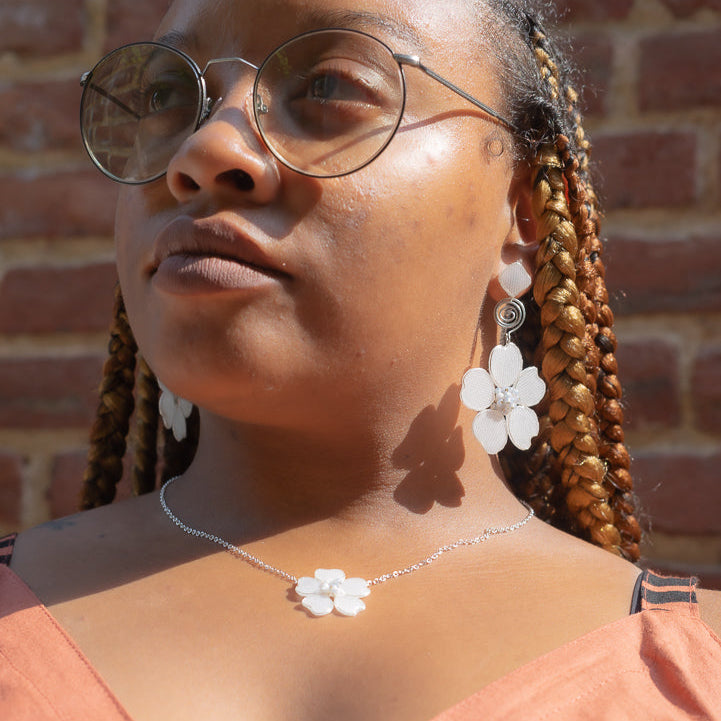 White Linen Textile Necklace