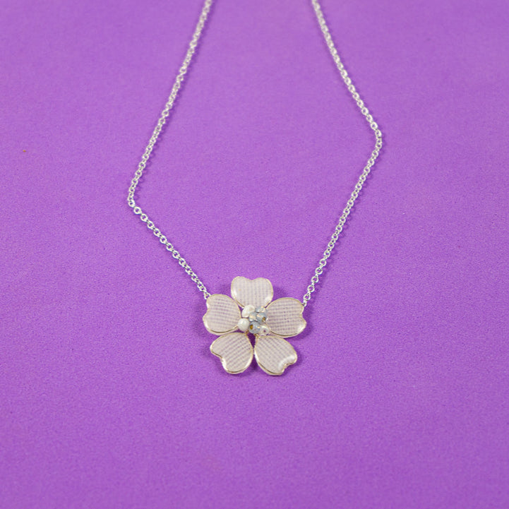White Linen Textile Necklace