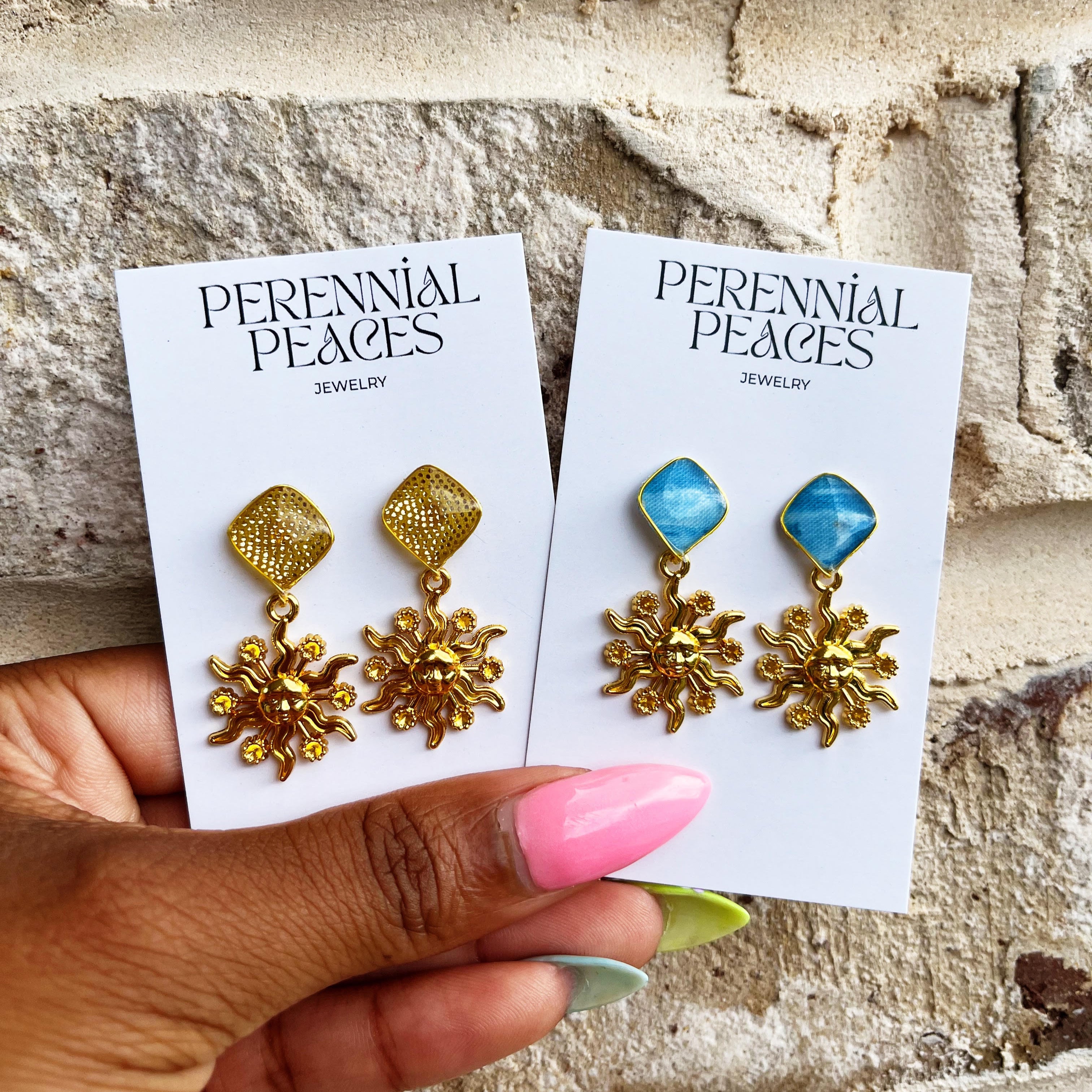Sun Charm Textile Earrings