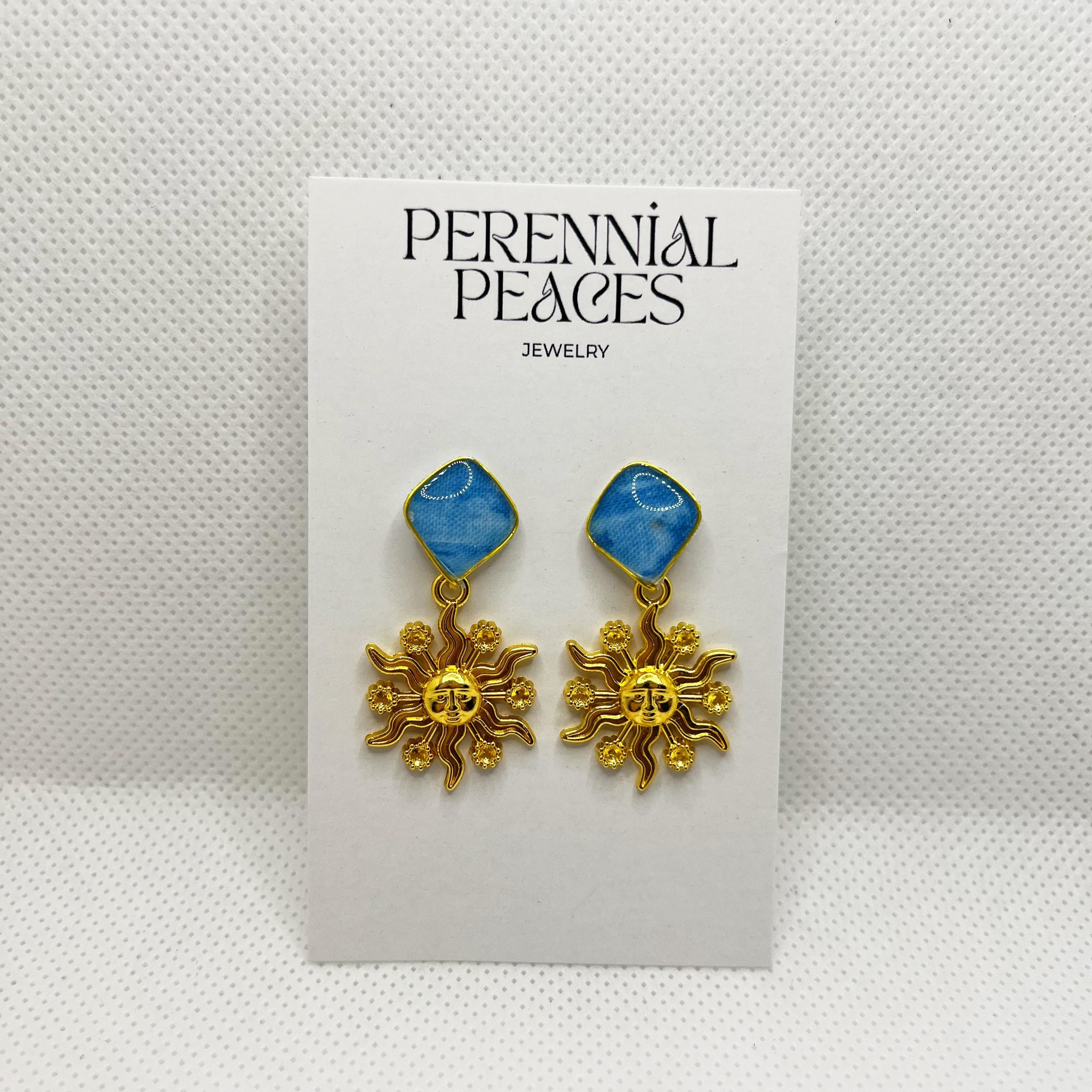 Sun Charm Textile Earrings
