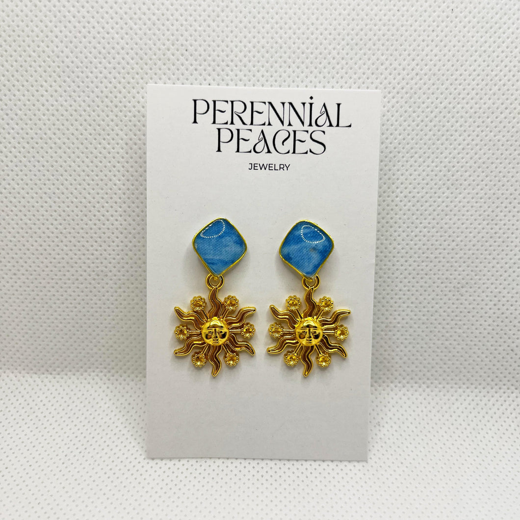 Sun Charm Textile Earrings