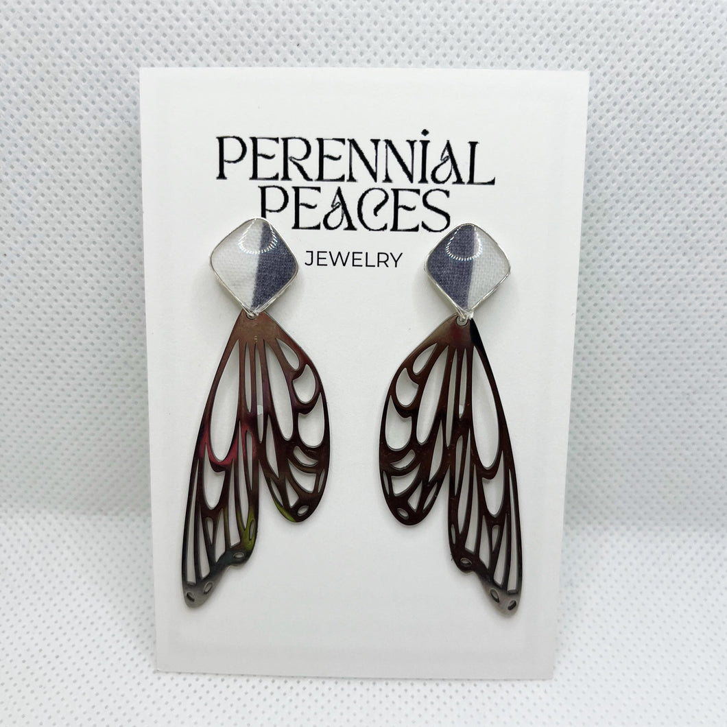 Butterfly Wings Charm Textile Earrings