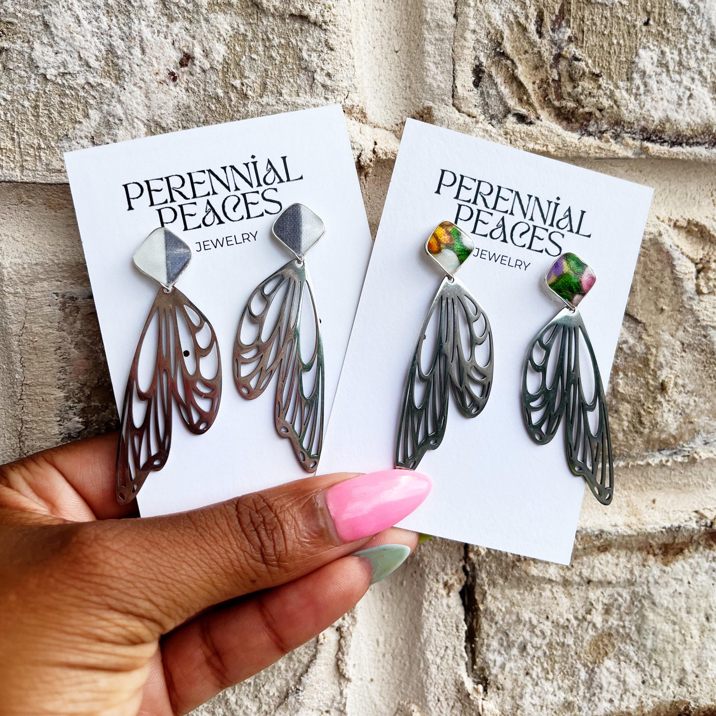 Butterfly Wings Charm Textile Earrings