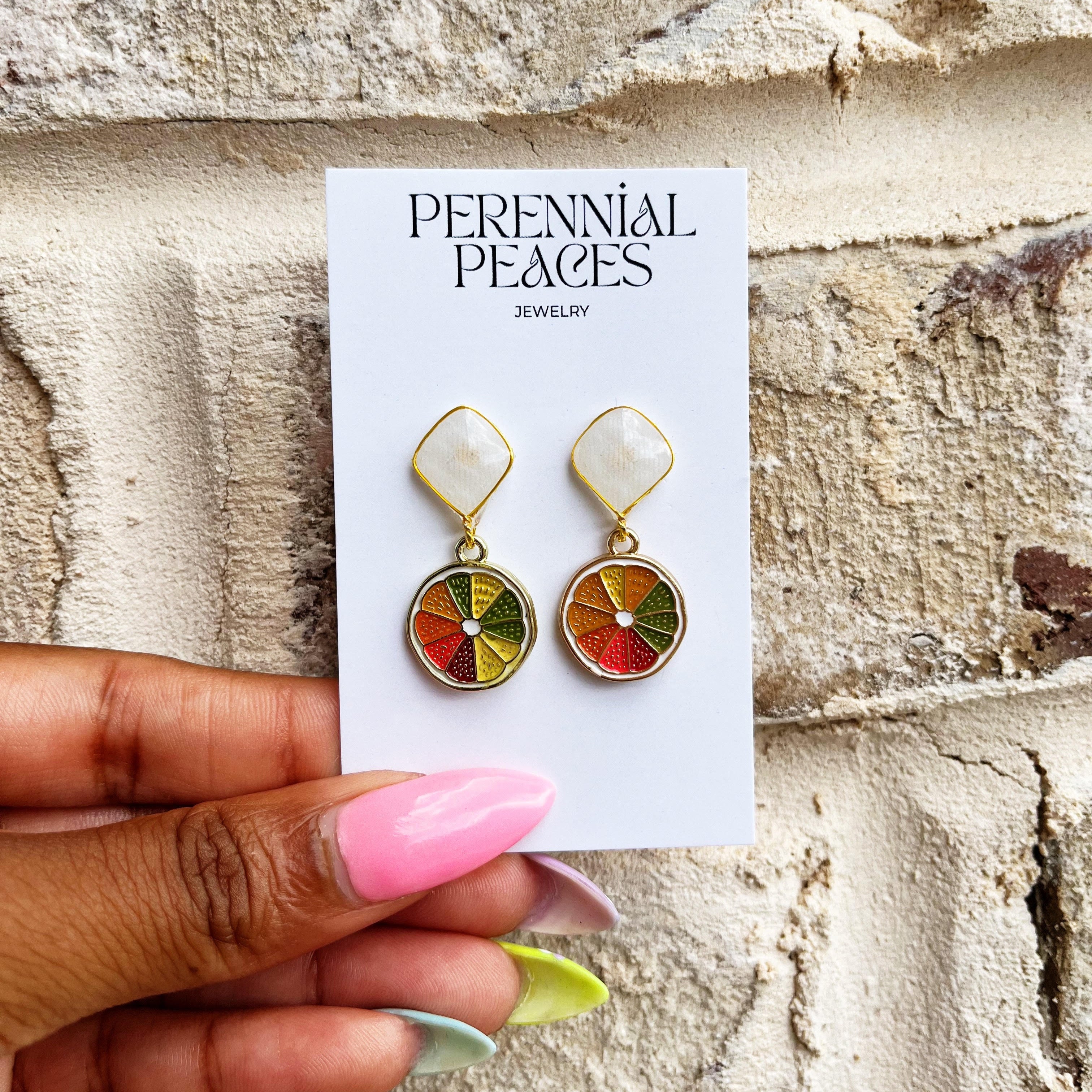 Lemon Charm Textile Earrings