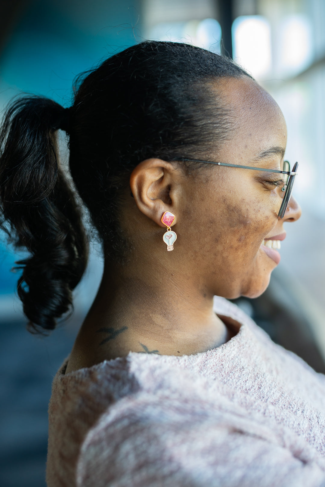 VDay Lightbulb Charm Textile Earrings
