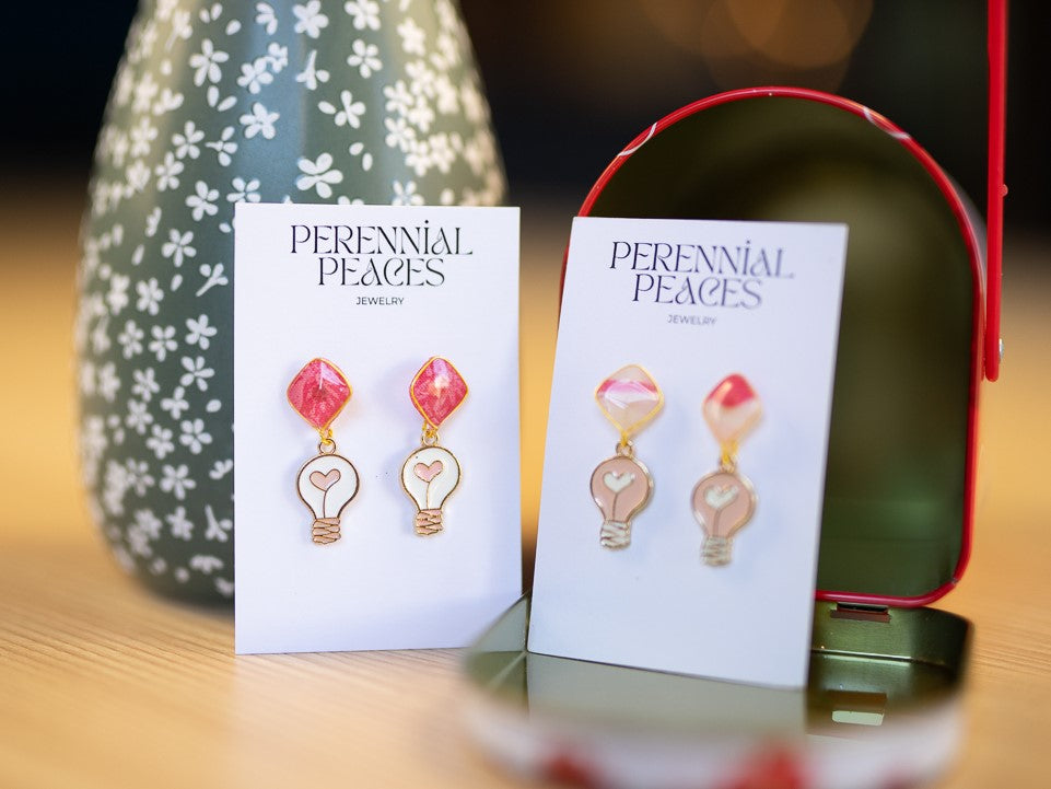VDay Lightbulb Charm Textile Earrings
