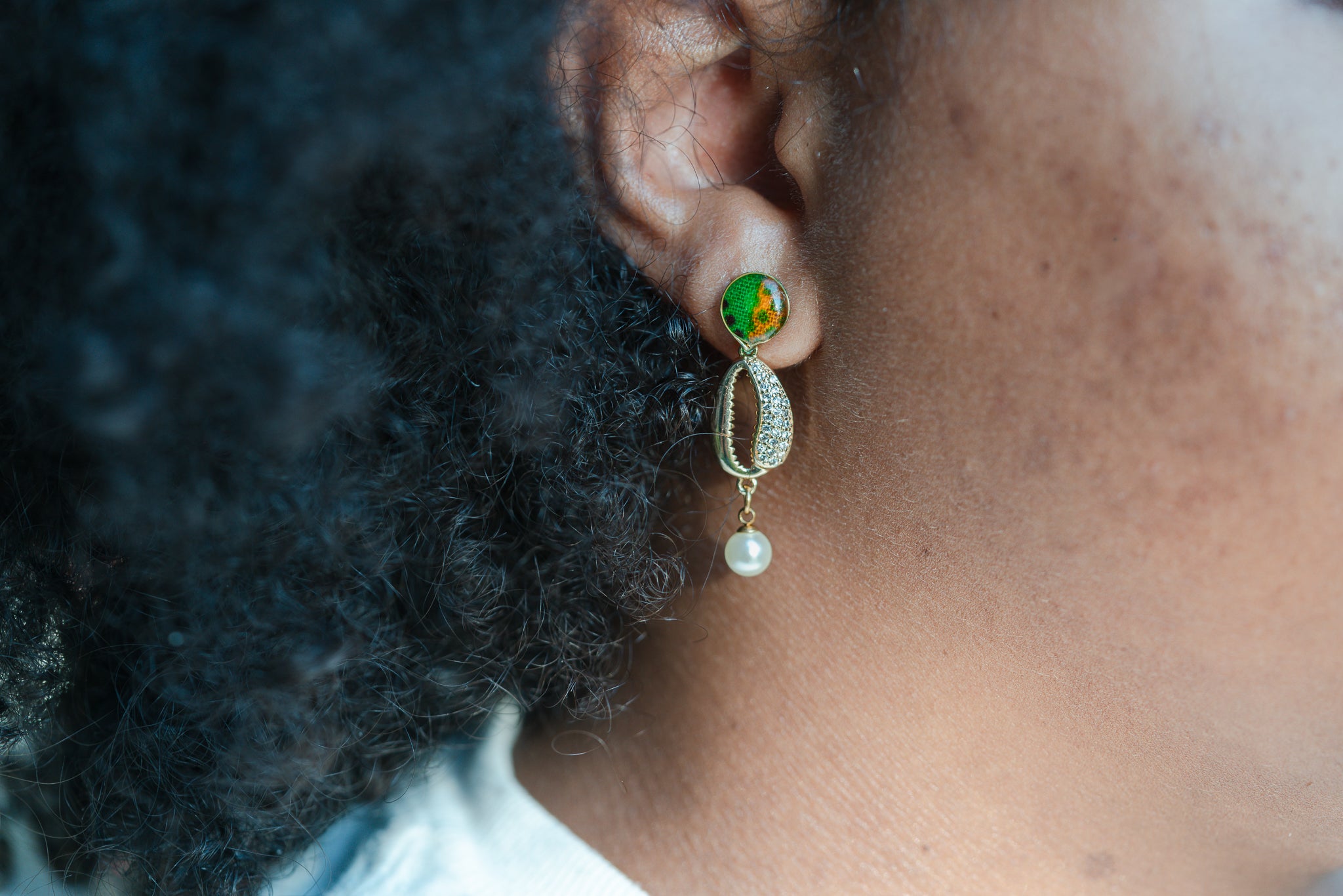 Pearl Tide Cowrie Earrings