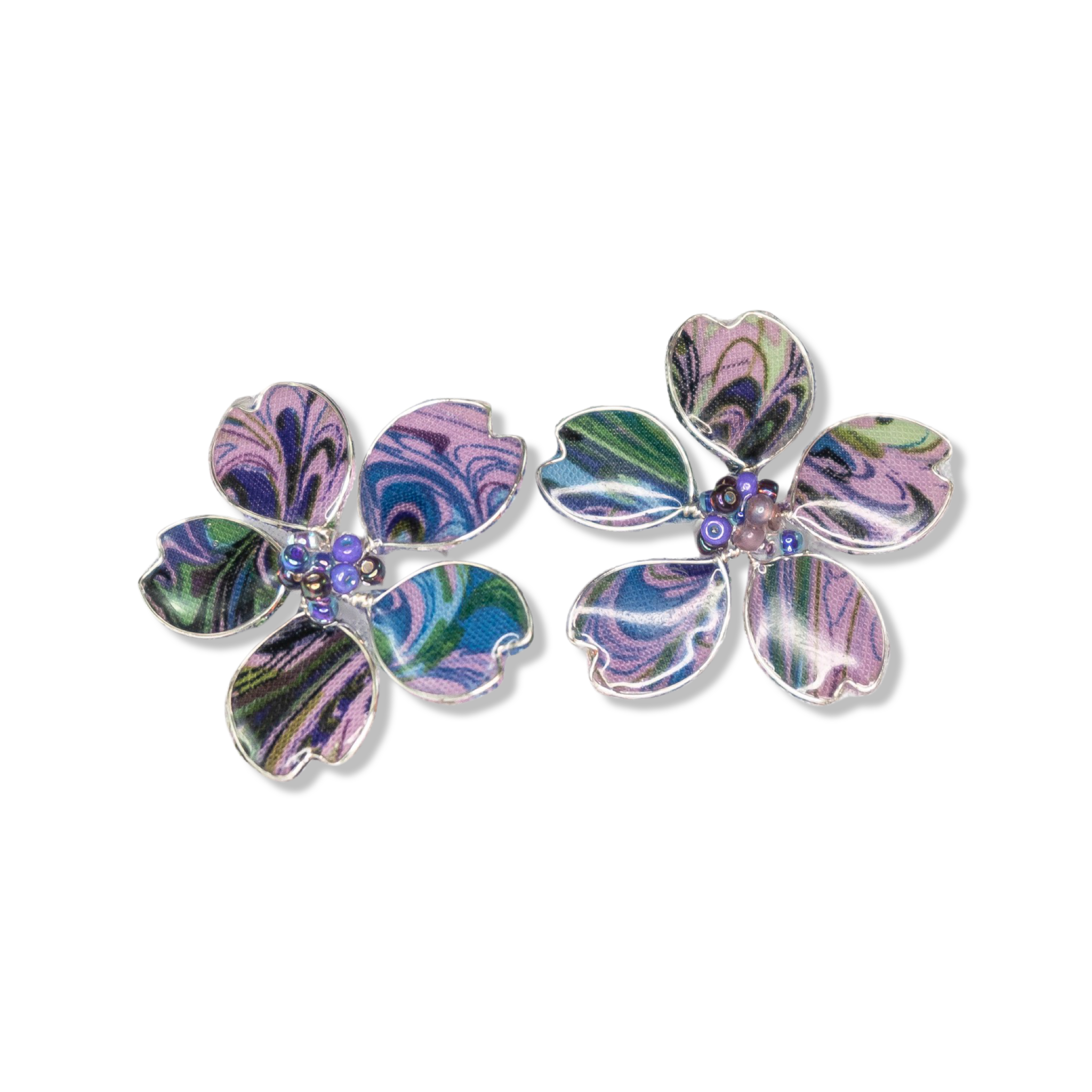 Purple Marble Textile Stud Earrings