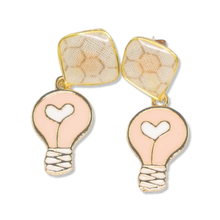 Load image into Gallery viewer, Lightbulb Charm Textile Earrings
